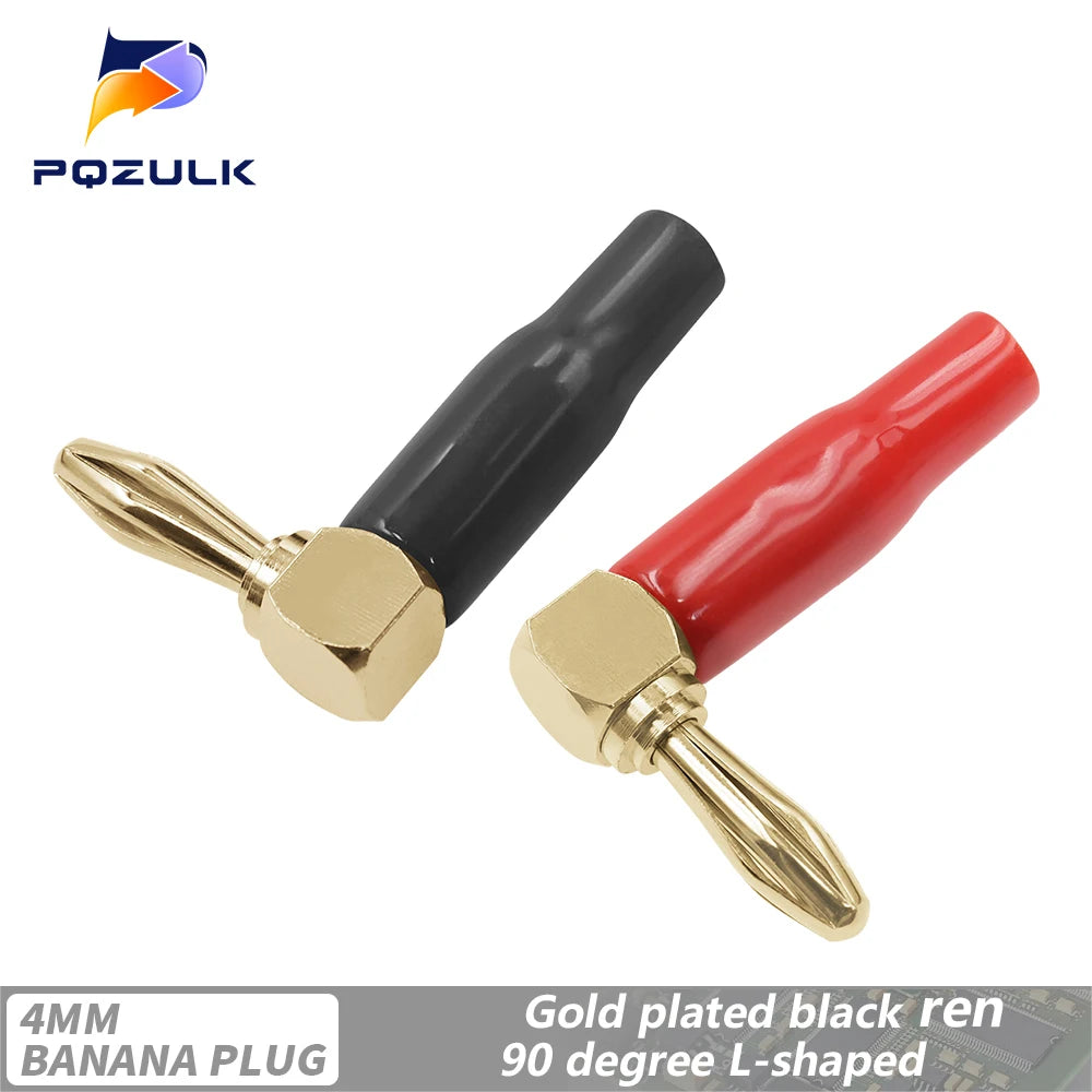 1PCS 4mm L-shaped Right Angle Banana Plug Soft Plastic Shell 90 Degree Banana Connector Red Black for Audio Video Speaker