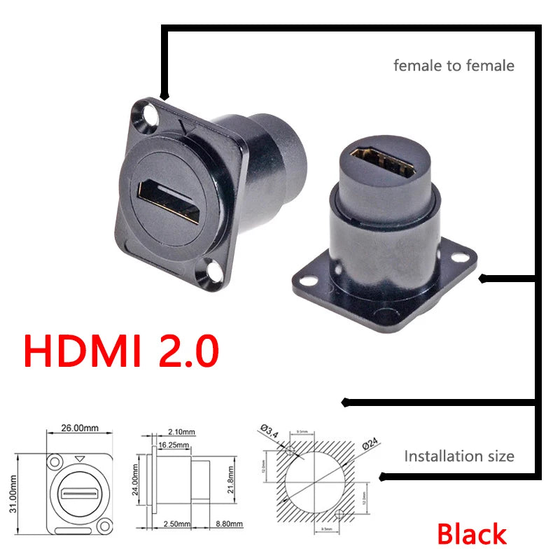 1pc Metal D Type Module RJ45 CAT6&USB 2.0/3.0&Type C&HDMI-Jack Socket Through Network Panel Mounting Electronic Connector