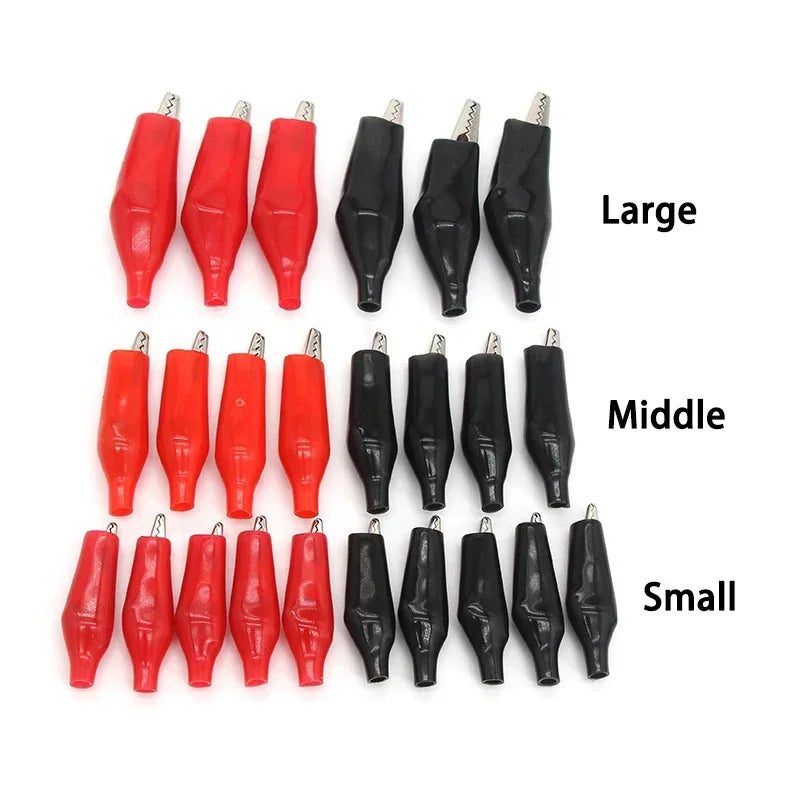 30A-300A 28/35/45mm Black Red Set Crocodile Clip Crocodile Electrical Clamps Test Probe Meter Soft Plastic Alligator Test Clips