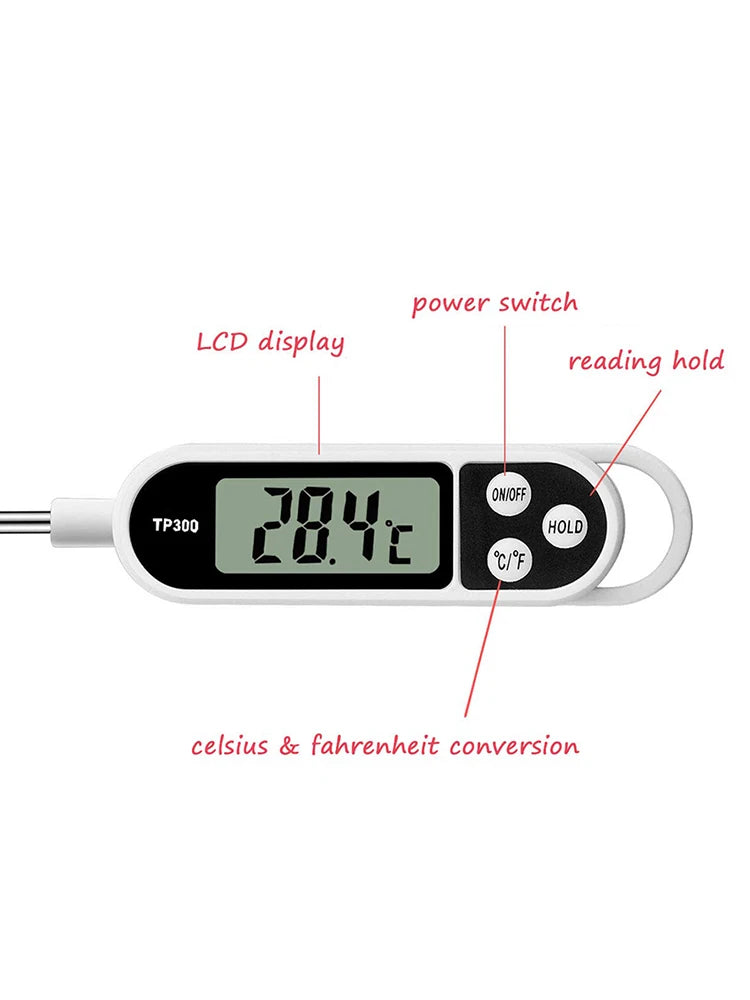 Stainless steel probe cooking food, barbecue stove, water, milk, oil, liquid meat, digital kitchen thermometer kitchen tools