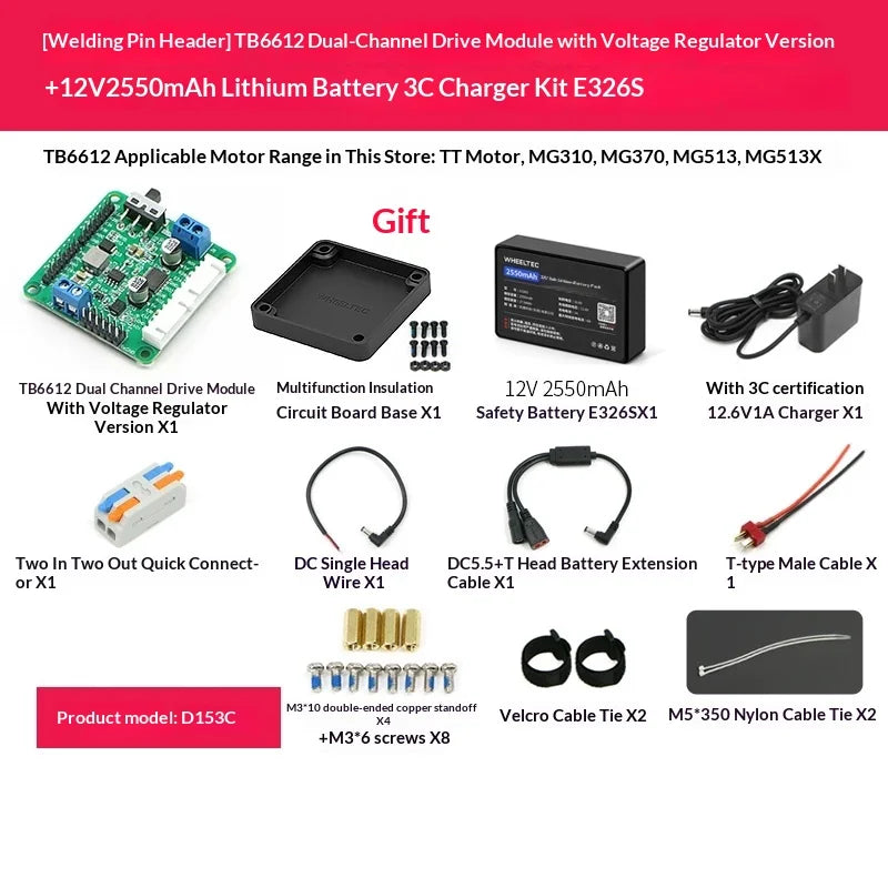 TB6612FNG Dual Channel Motor Driver Module with Voltage Regulator, 4-Way Better than L298N Original Chip for Smart Car C12H