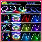 TUYA Neon LED Strip Lights Silicone Neon Rope Light 5-24V 84LEDs/M with Music Sync RGBIC Dreamcolor Chasing Strip Tape for Room