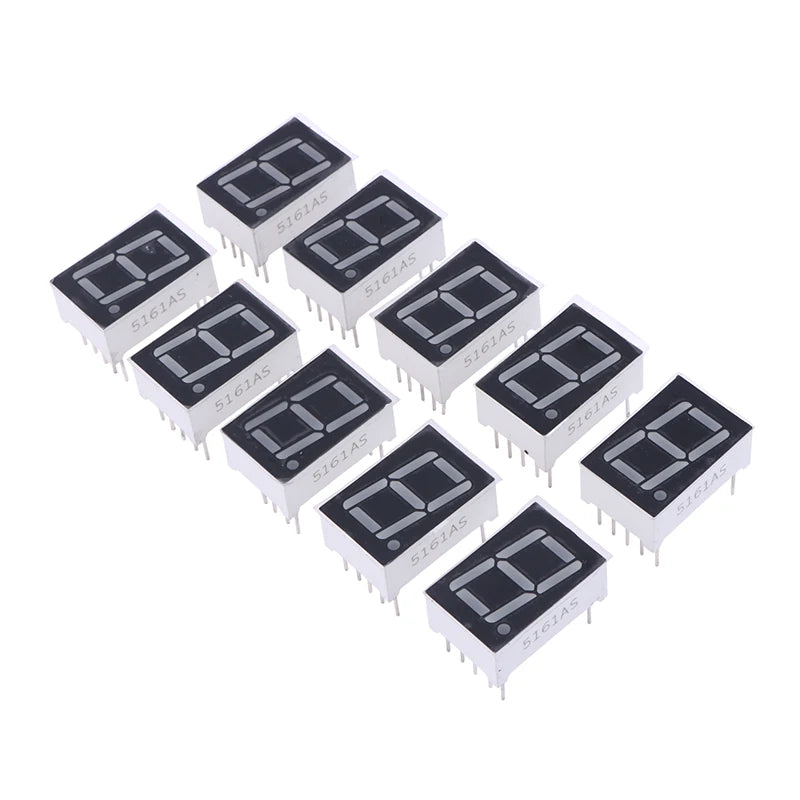 10Pcs 0.56 Inch 10Pins 1 Bit 7 Segment Red LED Digital Display Tube Common Anode Cathode 5161AS 5161BS