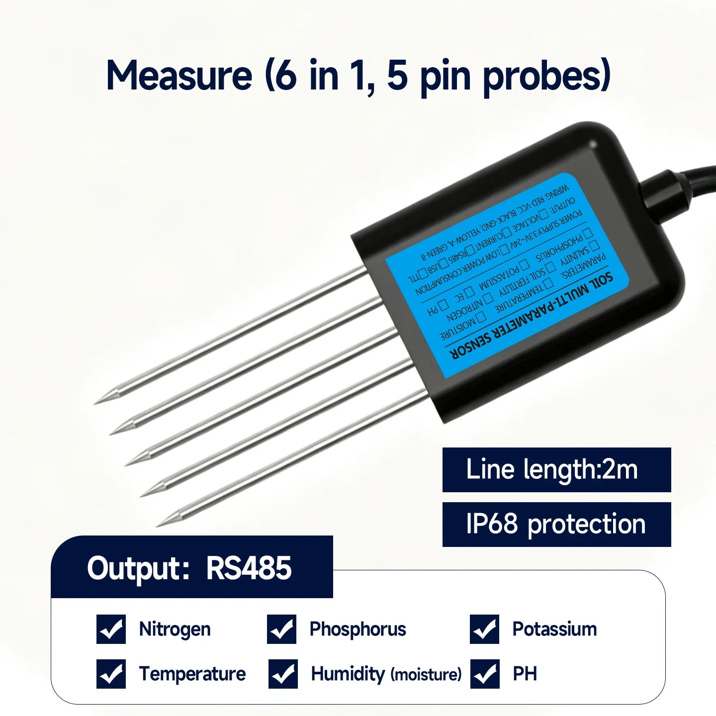 High Precision Agriculture Soil Sensor Moisture Temperature Humidity EC PH NPK with Optional 4-20mA 0-5V RS485 Output