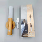 Wood Grain Motion Sensor Light Indoor Magnet Body Hallway Rechargeable LED Wireless Wall Sconce Portable Decor Torch Night Light