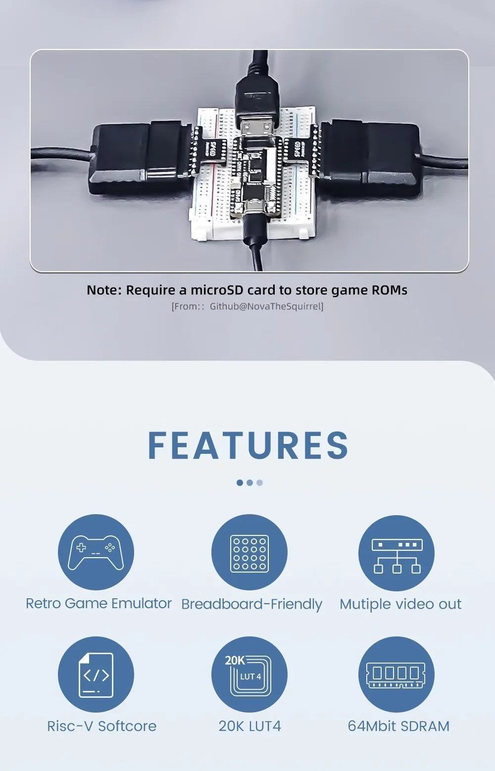 Tang Nano 20K FPGA Development Board RISCV Linux Retro Game Player