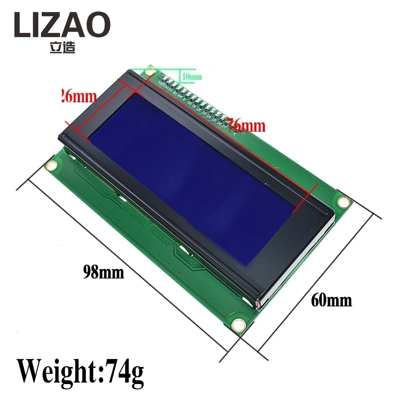 LIZAO 20X4 LCD2004 LCD Module IIC/I2C/TWI Serial Port Blue Green Backlight Display for Arduino UNO R3 MEGA2560