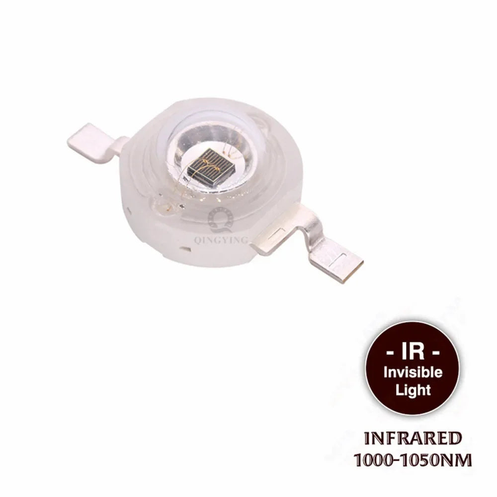 10pcs 3W Infrared 680nm 740nm 760nm 800nm 850nm 880nm 900nm 940nm 980nm 1000nm IR LED Chip For CCTV Camera Night Vision Lighting