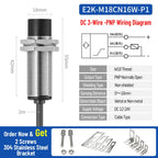 ZHICAN E2K M12 M18 Capacitive Proximity Sensor 30mm Long Range Plastics Glass Wood Metals Nonmetal Material Detection Switch