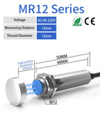 GTRIC Magnetic Reed Proximity Sensor Switch M08/12/18 Flush Type 10MM Detection Distance 5-220V AC DC 2 Wires PNP/NPN NO NC