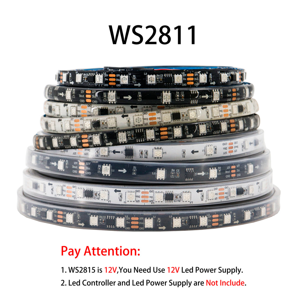 WS2812B WS2811 WS2813 WS2815 5050 RGB Smart LED Strip Lights WS2812 Individually Addressable IC 30/60/144Pixels/Leds/m Tape
