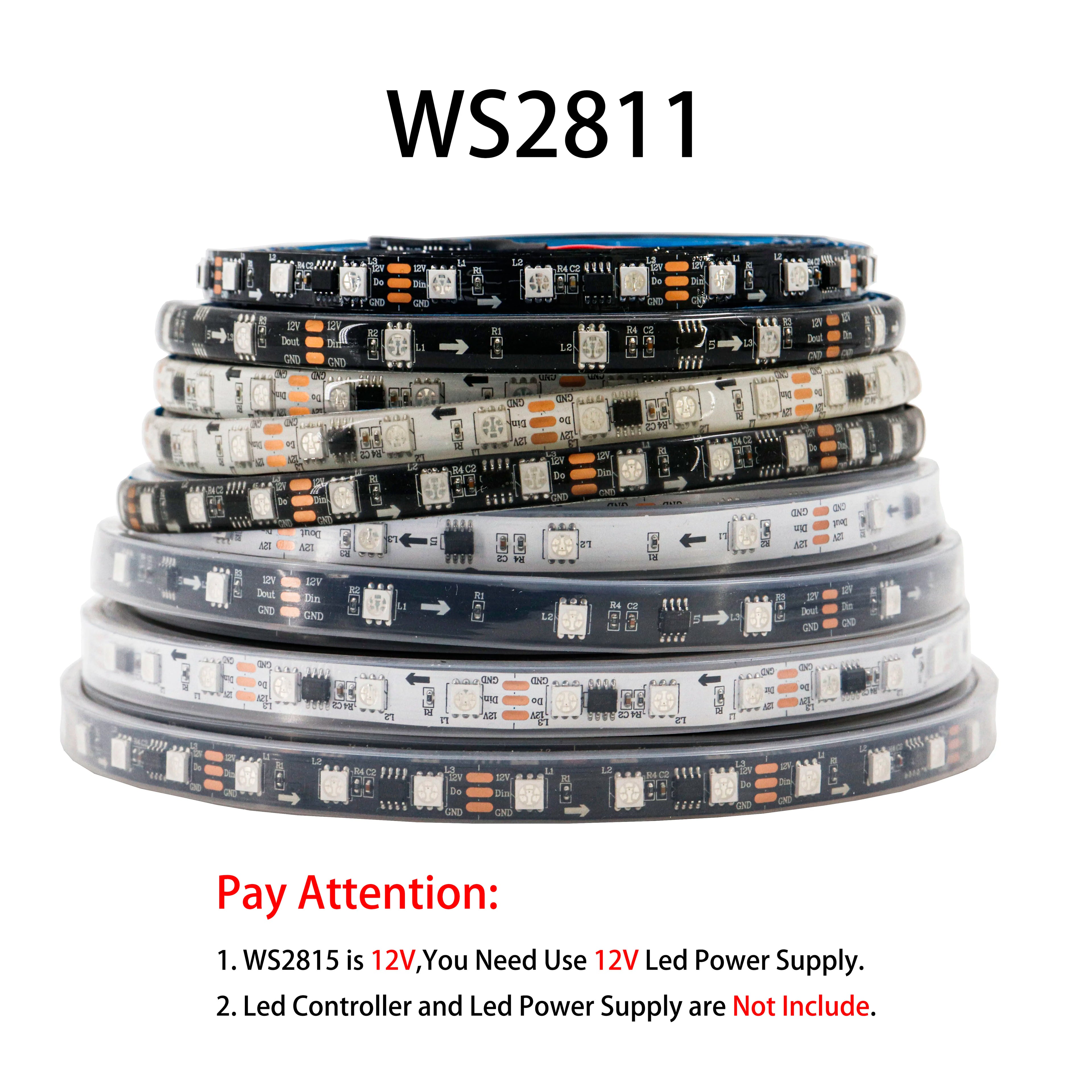 WS2812B WS2811 WS2813 WS2815 5050 RGB Smart LED Strip Lights WS2812 Individually Addressable IC 30/60/144Pixels/Leds/m Tape
