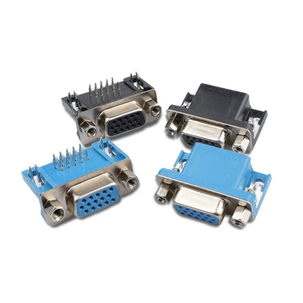 5/10PCS DR15 Female PCB Mount D-Sub 15 Pin VGA Type 8.89 PCB Connector 3 Rows 90-Degree Bent Needle DB15
