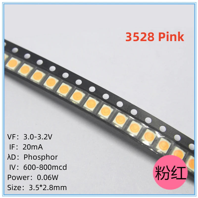2000Pcs 3528 SMD LED Red Blue Green White Yellow Pink UV RGB LED Lamp Beads Size 1210 Light-emitting Diode High Bright Quality