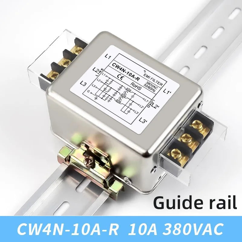AC power supply EMI filter terminal&Guide rail type CW4N-10/20/30A-R 3-phase 3-wire power purifier Anti-interference for audio