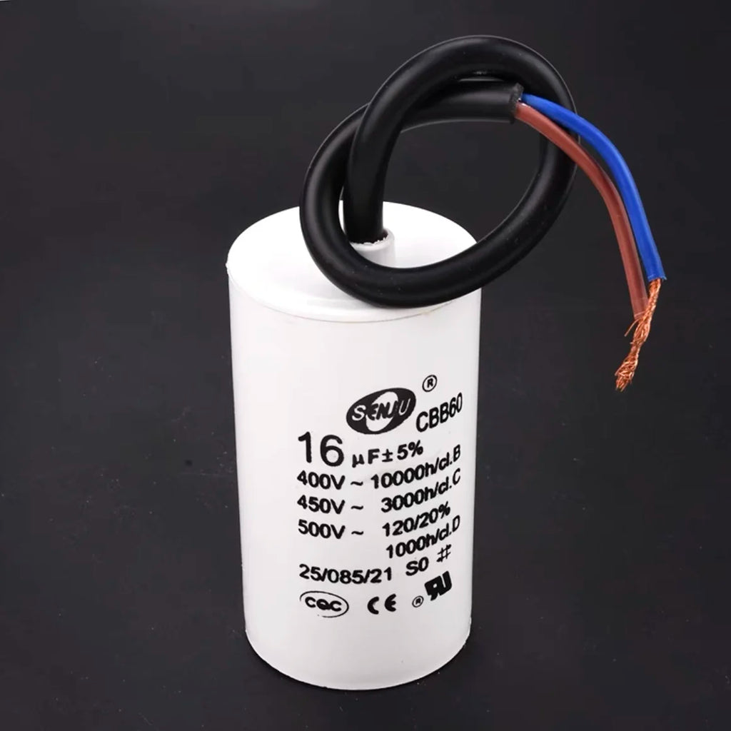 CBB60 Motor Start Capacitor for Washing Machine, Spin Dryer, Water Pump 4/5/6/8/10/12/20/100UF