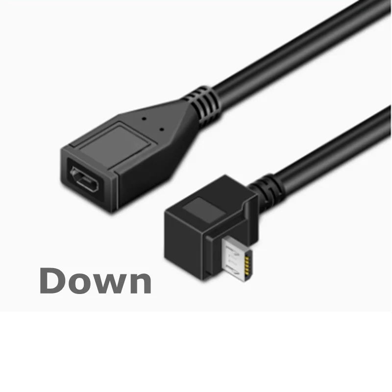 30cm 90 Degree Right & Left Angled Micro USB 5Pin Male to Female M/F Extension Connector Adapter Cable for Mobile Phone Tablet