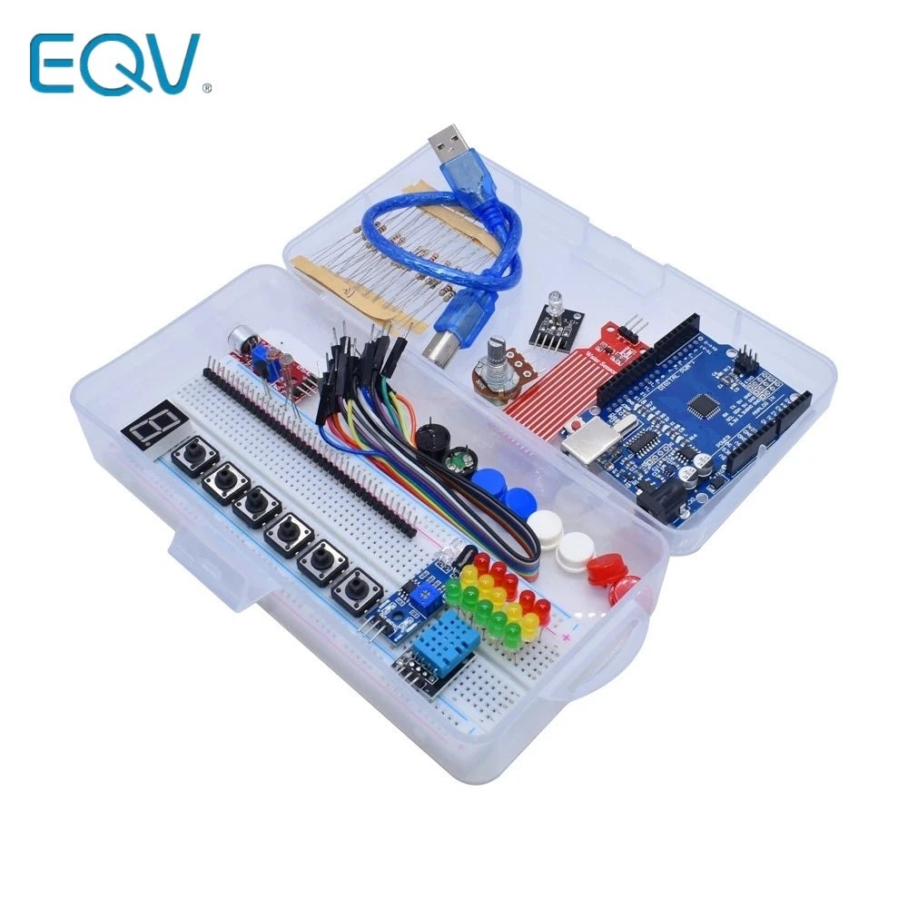 Starter Kit for Arduino Uno R3 Breadboard Basic simple learning kit, sound/water level/humidity/distance detection, LED control