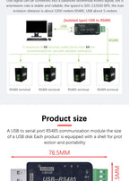 NEW CH340 CP2102 USB to RS485 serial port Industrial grade1500VRms transmission distance up to 1200 meters tested under 9600bps