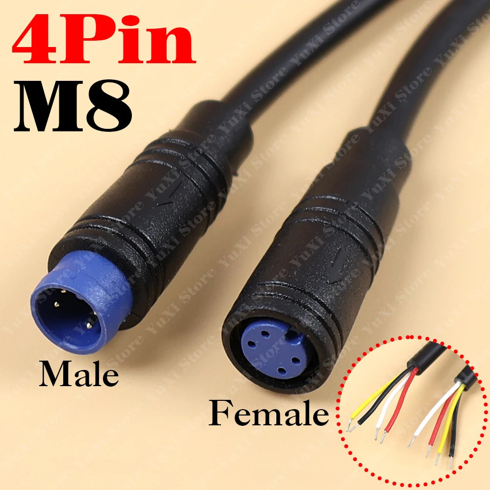 1-12set M8 M6 Core 2/3/4/5/6Pin Male Female Julet Electric Ebike Butt Plug Connector Cable Signal Sensor Waterproof Scooter Wire
