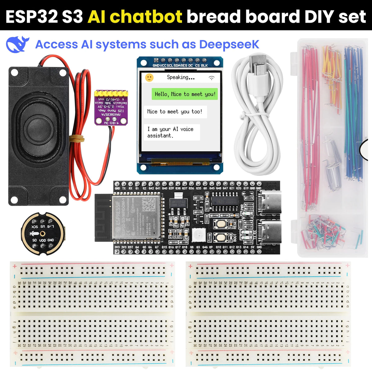 Kidsbits 1.54 Inch OLED ESP32-S3 Xiao Zhi AI Voice Interact Chatbot DIY Electronic Kit Base on Arduino ESP32 STEM Programming