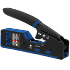 RJ45 RJ11 Crimp Tool Kit Pass Through Cat6 Crimping Tool For Cat5 Cat5e Cat6 8P6P Connector, All-in-one Ethernet Crimper