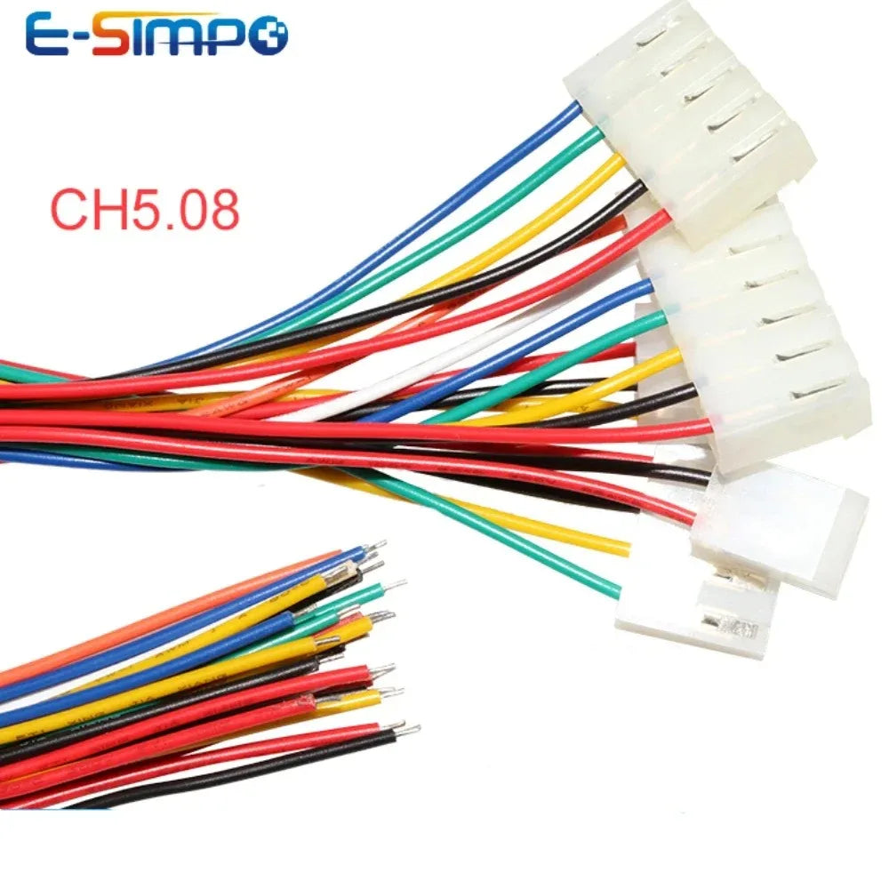 10pcs CH3.96 22AWG 2/3/4/5/6/7/8/9/10Pin 3.96mm Pitch Cable 20cm long Electrical Terminal Housing Plug Harness Wire Connector