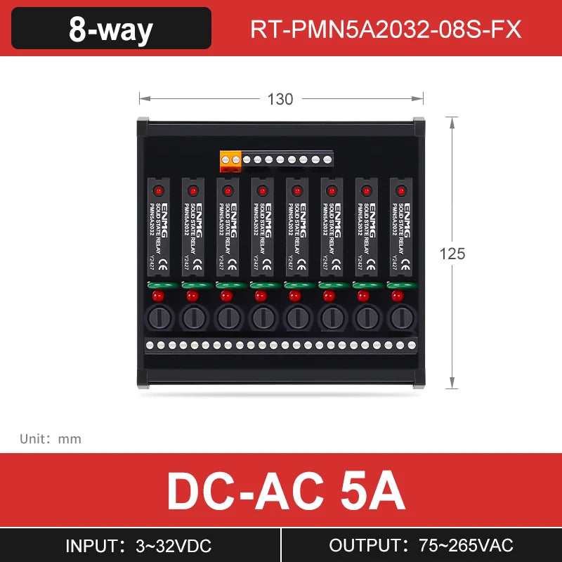 ENMG PLC Interface Module RT- PMN - Solid State Relay (SSR) Module for DC-Controlled AC Loads, DC Power Operated Flame Retardant