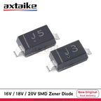 100PCS MMSZ5246B J1 16V MMSZ5248B J3 18V MMSZ5250B J5 20V T1G 350mW 0.35W SOD-123 SMD Zener Diode