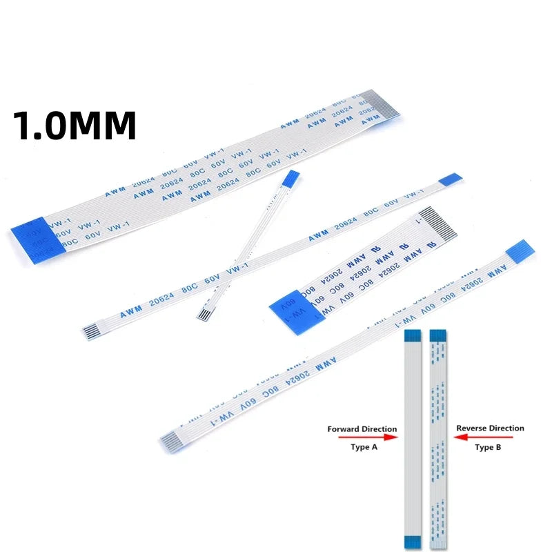 10PCS FPC FFC Ribbon Flexible Flat Cable 6 Pin Pitch 0.5MM 1.0MM AWM 20624 80C 60V Length 6/10/15/20/25/30/40 CM Forward Reverse