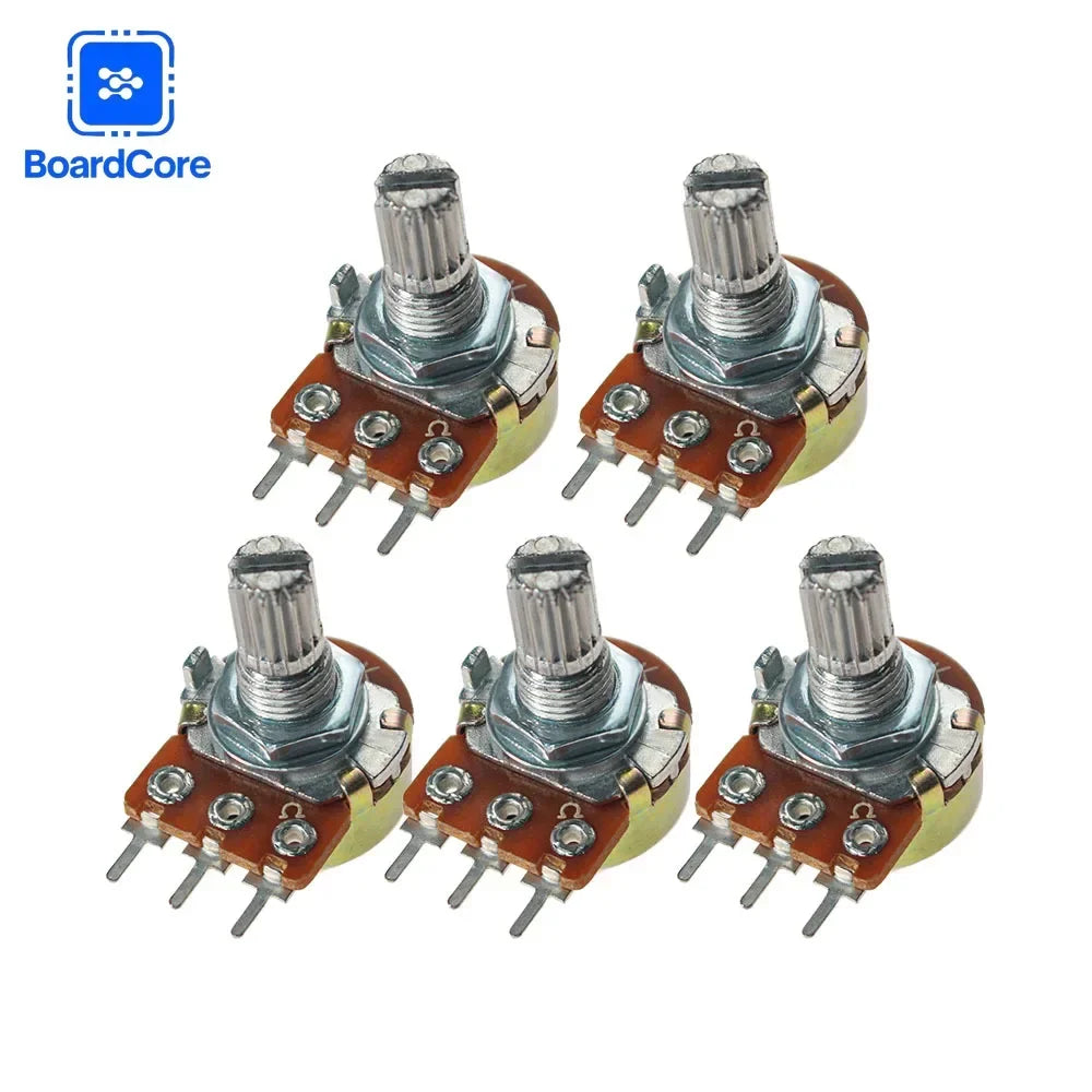 5/10PCS WH148 Potentiometer 15mm Shaft 3Pin B1K B5K B10K B20K B50K B100K B500K Linear Audio Volume Control with Nuts & Washers