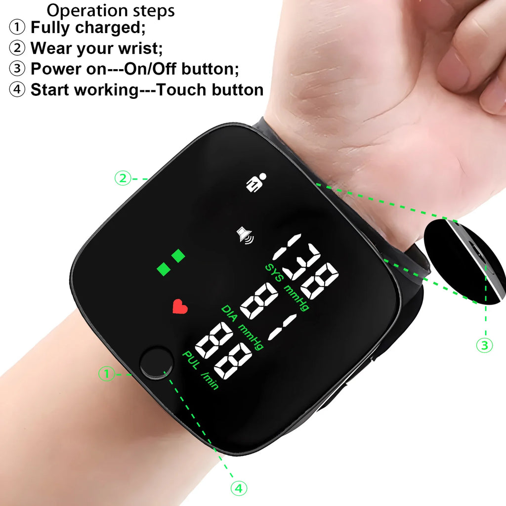 Digital Blood Pressure Monitor Wrist Tensiometer Electronic Sphygmomanometer Tonometer Or LCD Forehead Digital Thermometer