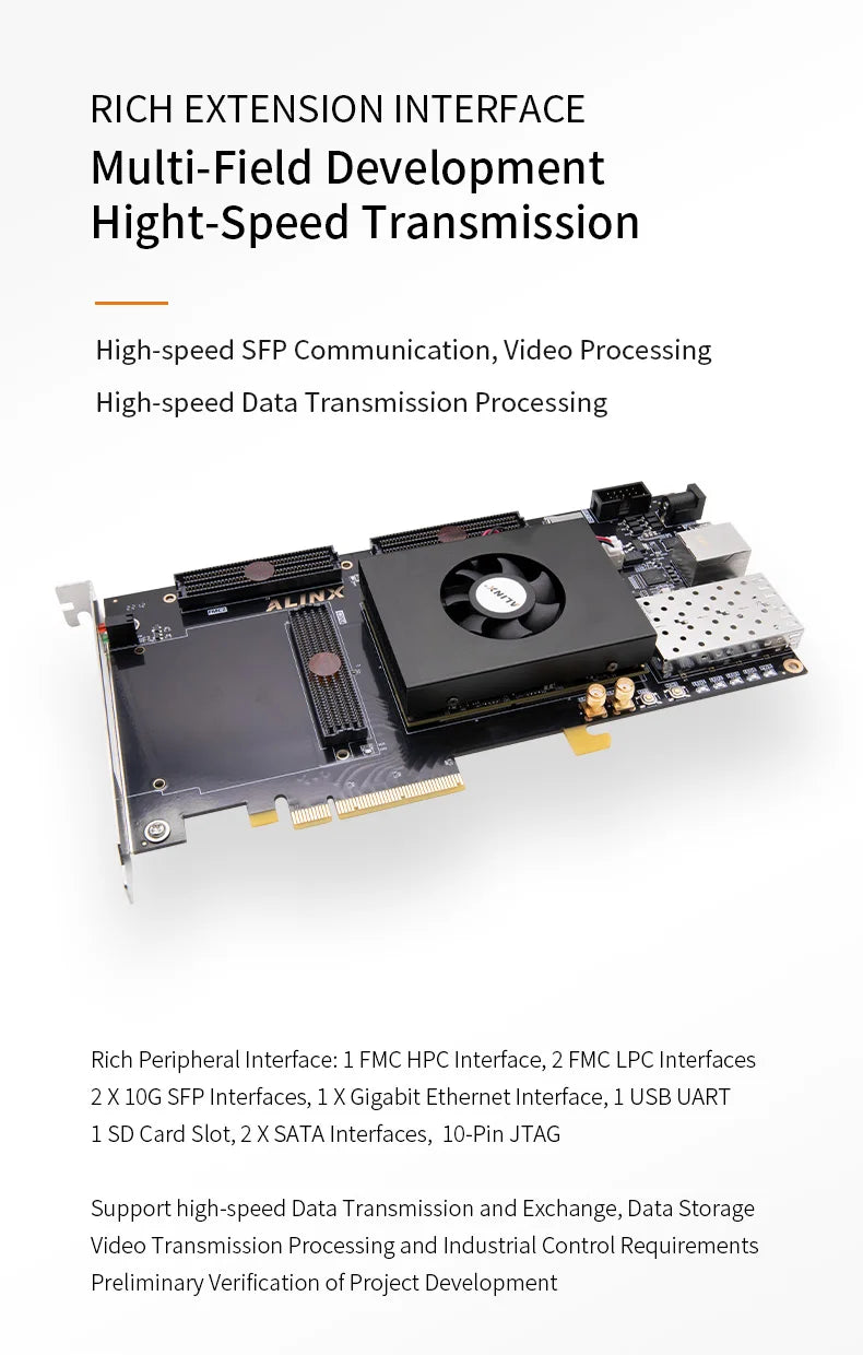 ALINX AXKU062: Xilinx Kintex UltraScale XCKU060 PCIE 3.0 FPGA Development Board SFP FMP HPC LPC