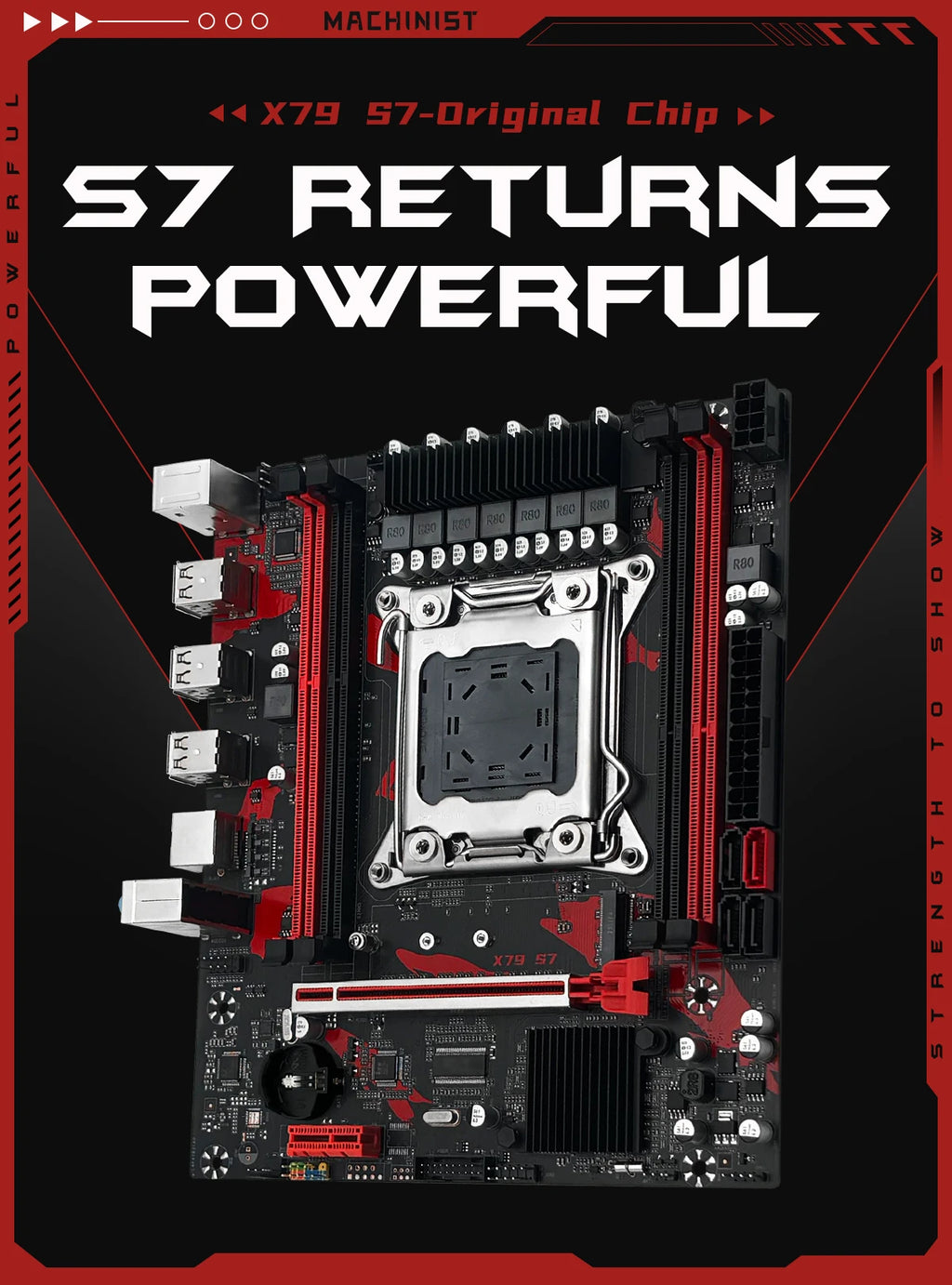 MACHINIST X79 Motherboard S7 LGA2011-3 Xeon Kit E5 2689 CPU Processor and DDR3(2x16gb)32gb 1866MHz Memory NVME/SATA M.2 M-ATX