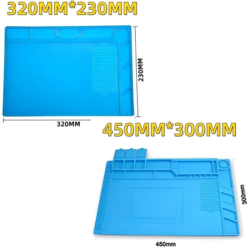 Adsorption Soldering Mat Platform Magnetic Insulation Working Mat Heat-Resistant Blue BGA Soldering Station Silicone Repair Pad