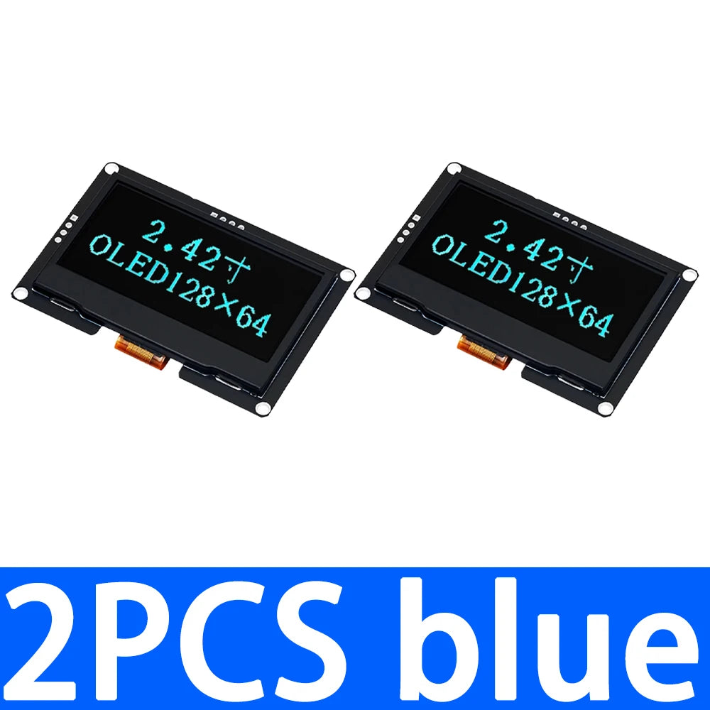 GREAT IT  2.42" 2.42 inch LCD Screen White BLUE 128x64 OLED Display Module IIC I2C SPI Serial for C51 SPD0301