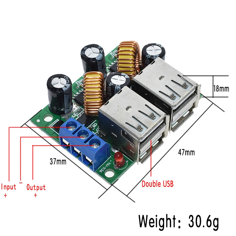 WAVGAT 4-USB Port Step-down Power Supply Converter Board Module DC 12V 24V 40V to 5V 5A For MP3/MP4 Phone Car Equipment