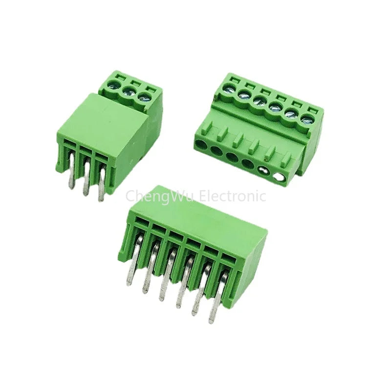2sets 15EDG 2.54mm Pitch Screw Wiring Plug-in Terminal Plug Welding Plate Plug + Right Angle/ Straight Needle Pin Header Socket