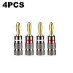 1-10PCS Dual Screw Locking 4MM Banana Plugs 24KGold Plated Copper OFC Speaker Connector for HIFI Audio System Terminal Adapter