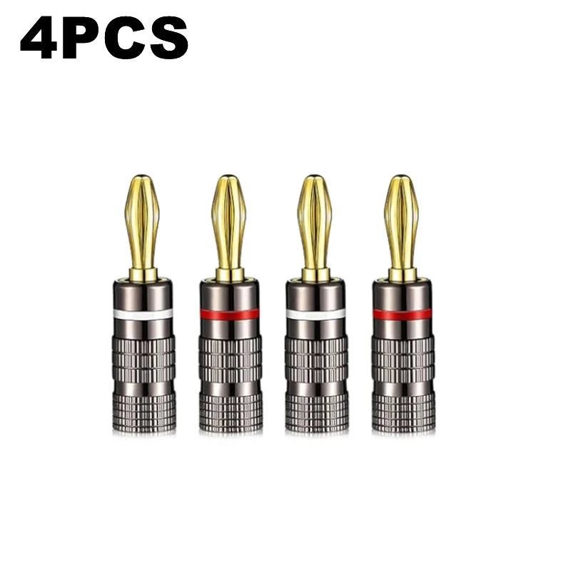 1-10PCS Dual Screw Locking 4MM Banana Plugs 24KGold Plated Copper OFC Speaker Connector for HIFI Audio System Terminal Adapter