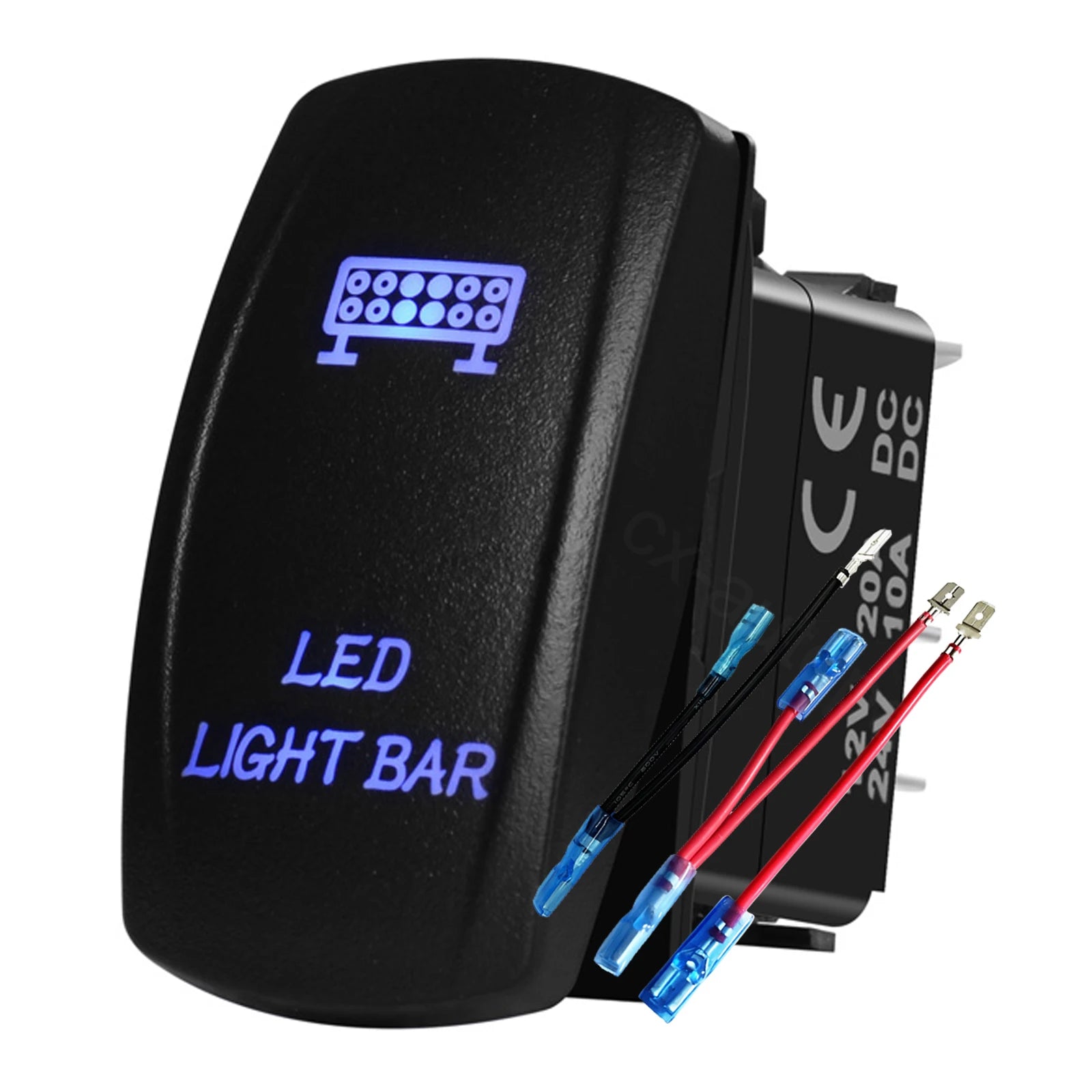 12V 24V Boat Trim Tabs Switch (ON)-OFF-(ON) Momentary Rocker Switch Waterproof Blue Light ON-OFF Toggle Switch With Harness