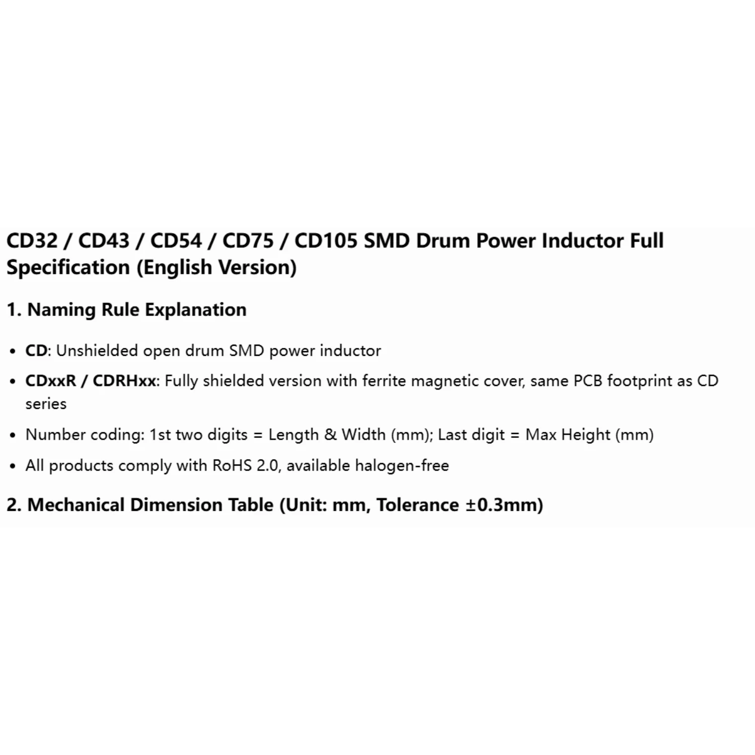 CD32 43 54 75 105 SMD Inductor 2.2uH 3.3uH 4.7uH 6.8uH 10uH 100UH 150UH 220UH 330UH 470UH 680UH 1000UH Wound Power Inductor