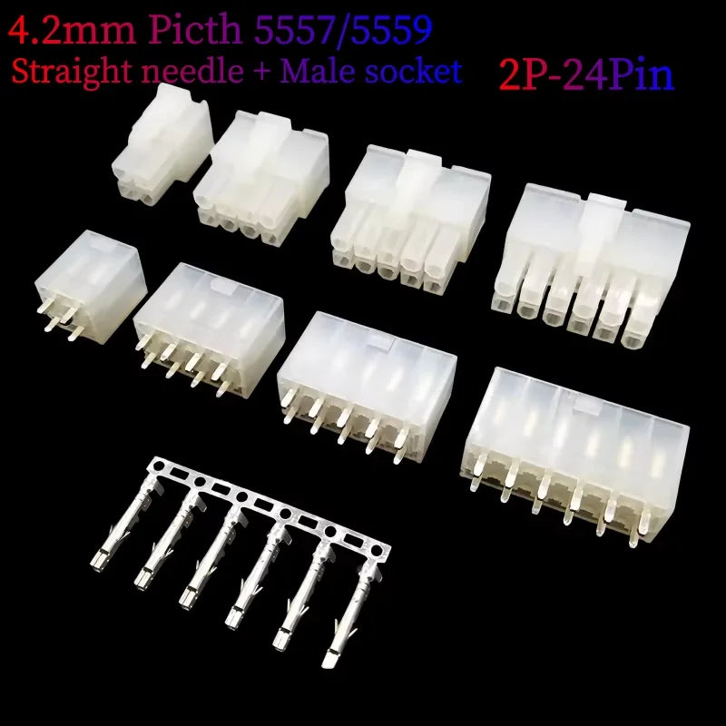 5Sets Molex Automotive Wire Connectors 5557/5569 Series 2P/4P/8P/10P/12P-24P Male Female Socket 4.2mm Plug for Electrical Wiring