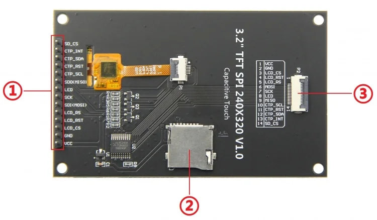3.2-inch SPI serial port TFT LCD Capacitive touch screen Display module 240*320 IPS version black