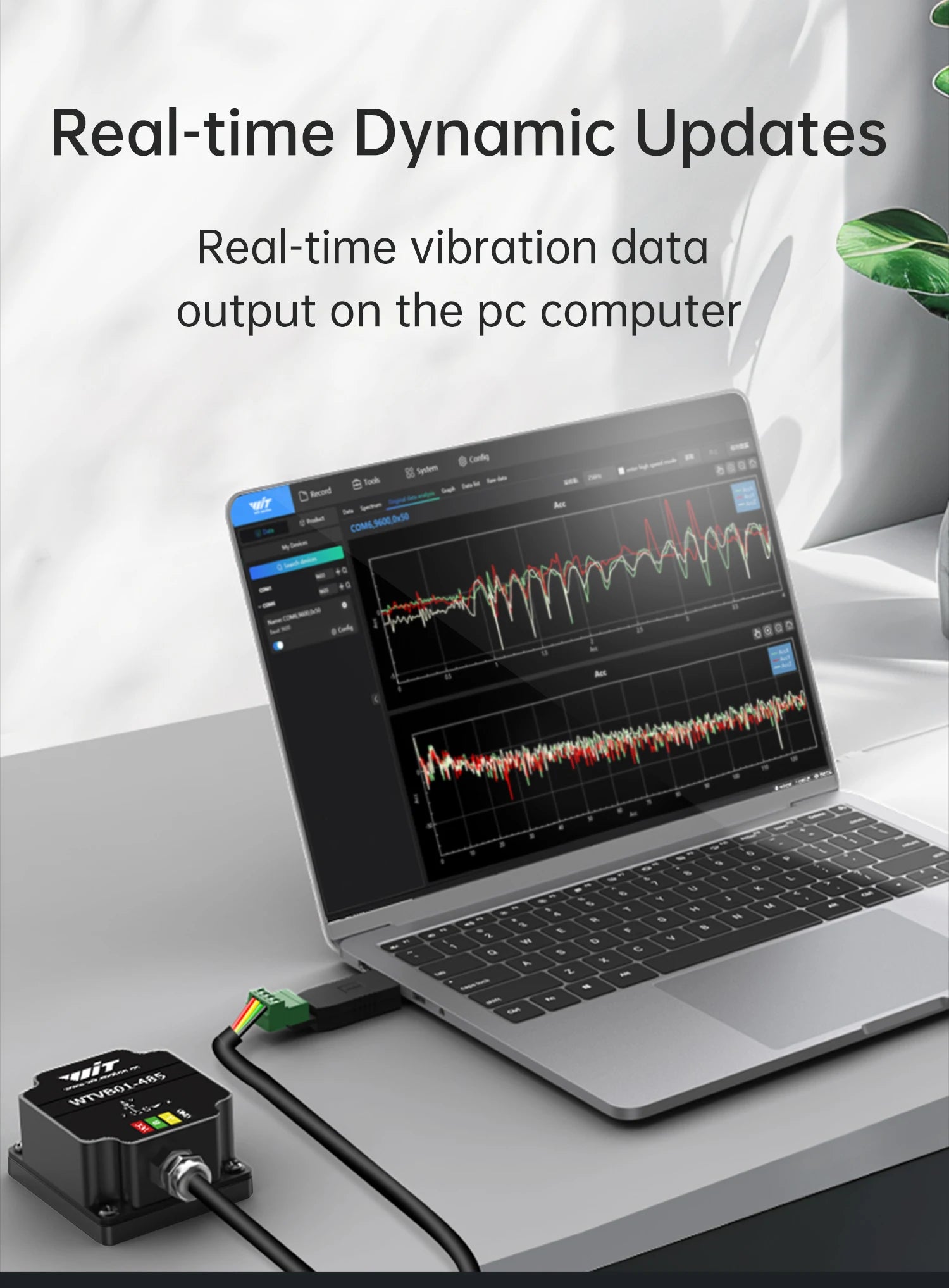 WitMotion WTVB01-485 IPX8 Vibration Sensor 3axis (XYZ) Modbus Vibration Analyzer Displacement(Acceleration +Speed+Amplitude)