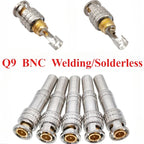 5Pcs BNC Solderless Connector Q9 HD Video Oscilloscope Male Plug Welding Free 75-5 Ohm Monitoring Weldings Cable Connectors
