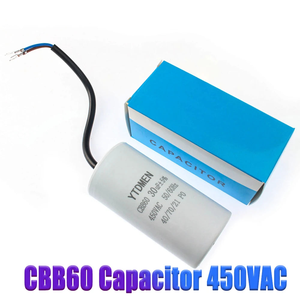 2PCS CBB60 Motor Run Capacitors 450VAC Starting Capacitor 5% 3UF 4UF 5UF 6UF 8UF 10UF 12UF 15UF 18UF 20U for Washing Machine