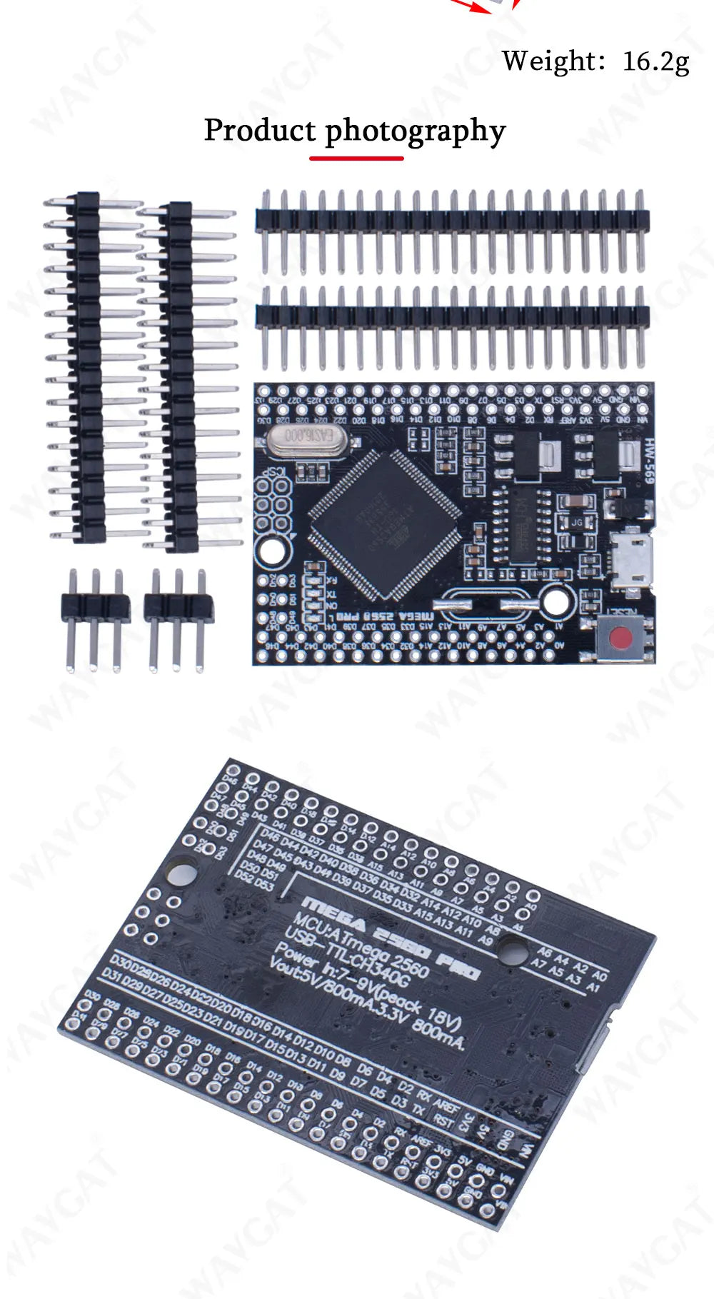 Mega 2560 PRO MINI  Micro 5V (Embed) CH340G ATmega2560-16AU with male pinheaders Compatible for arduino Mega