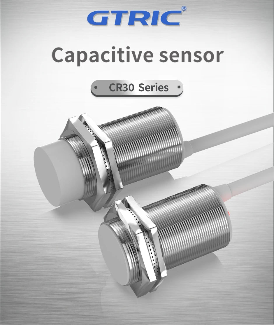 GTRIC M30 Capacitive Proximity Sensor 10-30VDC NPN PNP NO NC Flush Non-Flush Non-Metal Liquid Level Switch With 2M Cable