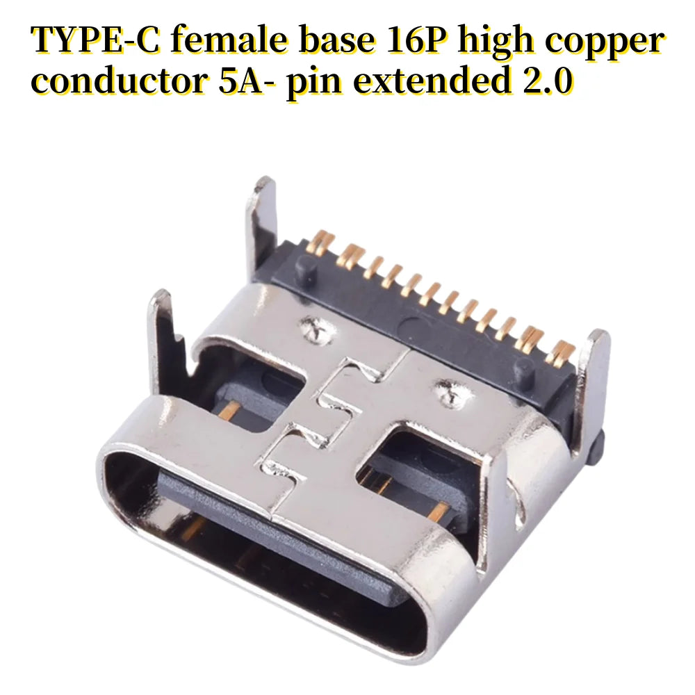 USB Connector Type C Female Charging Port Jack 2/4/6/16 Pin Type-C Socket PCB Soldering SMD SMT DIY Repair Type C Adapter